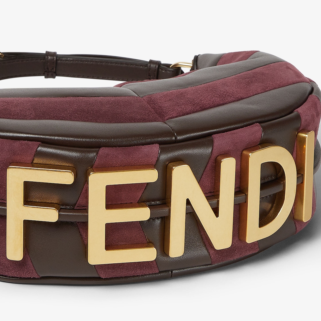 FENDI graphy Small Leather and suede bag with two-tone inlay - Image 3